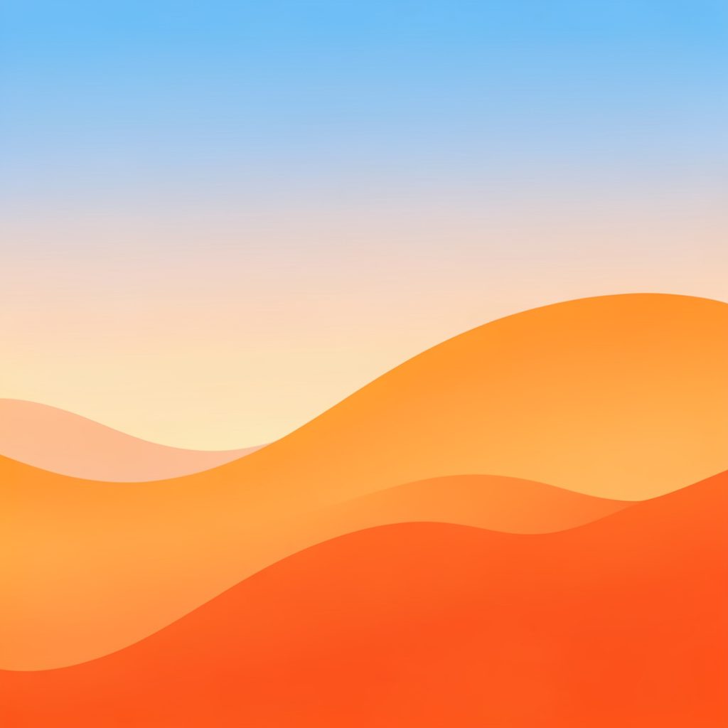 Wide sky over calm water with soft waves, warm and cool light blending in a tranquil gradient